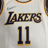 NBA 75th Anniversary Los Angeles Lakers White Round Neck #11 IRVING Jersey High Quality Name and Number Print
