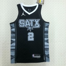 NBA Men Season 2023 San Antonio Spurs Black with Jordan Logo #2 LEONARD Jersey High Quality Name and Number Print