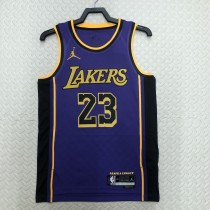 NBA Men Season 2023 Los Angeles Lakers Purple with Jordan Logo #23 JAMES Jersey High Quality Name and Number Print
