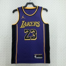 NBA Men Season 2023 Los Angeles Lakers Purple with Jordan Logo #23 JAMES Jersey High Quality Name and Number Print