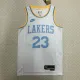 NBA Men Season 2023 Los Angeles Lakers White Retro Round Neck #23 JAMES Jersey High Quality Name and Number Print