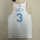 NBA Men Season 2023 Los Angeles Lakers White Retro Round Neck #3 DAVIS Jersey High Quality Name and Number Print