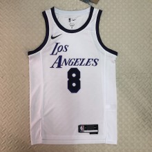 NBA Men Season 2023 Los Angeles Lakers White #8 BRYANT Jersey High Quality Name and Number Print