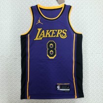 NBA Men Season 2023 Los Angeles Lakers Purple with Jordan Logo #8 BRYANT Jersey High Quality Name and Number Print