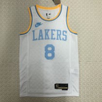 NBA Men Season 2023 Los Angeles Lakers White Retro Round Neck #8 BRYANT Jersey High Quality Name and Number Print
