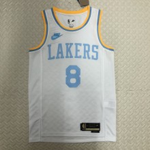 NBA Men Season 2023 Los Angeles Lakers White Retro Round Neck #8 BRYANT Jersey High Quality Name and Number Print