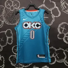 NBA Men Oklahoma City Thunder City Version Blue #0 WESTBROOK Jersey High Quality Name and Number Print