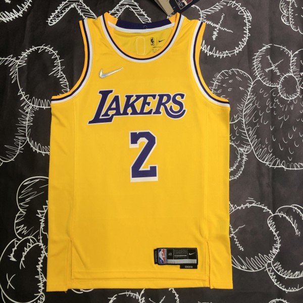 NBA 75th Anniversary Los Angeles Lakers Yellow Round Neck #2 IRVING Jersey High Quality Name and Number Print