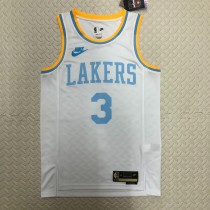 NBA Men Season 2023 Los Angeles Lakers White Retro Round Neck #3 DAVIS Jersey High Quality Name and Number Print