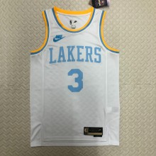 NBA Men Season 2023 Los Angeles Lakers White Retro Round Neck #3 DAVIS Jersey High Quality Name and Number Print