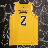 NBA 75th Anniversary Los Angeles Lakers Yellow Round Neck #2 IRVING Jersey High Quality Name and Number Print