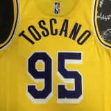 NBA 75th Anniversary Los Angeles Lakers Yellow Round Neck #95 TOSCANO Jersey High Quality Name and Number Print