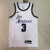 NBA Men Season 2023 Los Angeles Lakers White #3 DAVIS Jersey High Quality Name and Number Print