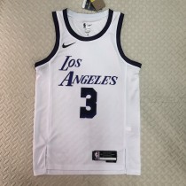 NBA Men Season 2023 Los Angeles Lakers White #3 DAVIS Jersey High Quality Name and Number Print