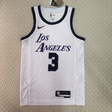 NBA Men Season 2023 Los Angeles Lakers White #3 DAVIS Jersey High Quality Name and Number Print