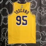 NBA 75th Anniversary Los Angeles Lakers Yellow Round Neck #95 TOSCANO Jersey High Quality Name and Number Print