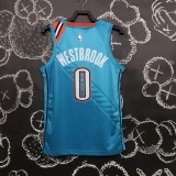 NBA Men Oklahoma City Thunder City Version Blue #0 WESTBROOK Jersey High Quality Name and Number Print