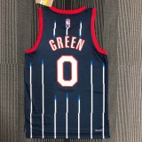 NBA Men Season 2022 Houston Rockets Blue #0 GREEN Jersey High Quality Name and Number Print