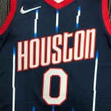NBA Men Season 2022 Houston Rockets Blue #0 GREEN Jersey High Quality Name and Number Print