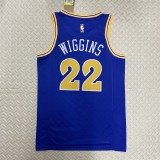 NBA Men Season 2023 Golden State Warriors Blue Retro #22 WIGGINS Jersey High Quality Name and Number Print
