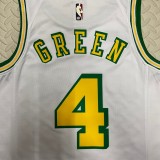 NBA Men Season 2023 Houston Rockets White Retro #4 GREEN Jersey High Quality Name and Number Print
