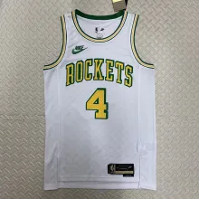 NBA Men Season 2023 Houston Rockets White Retro #4 GREEN Jersey High Quality Name and Number Print