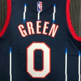 NBA Men Season 2022 Houston Rockets Blue #0 GREEN Jersey High Quality Name and Number Print