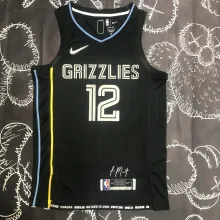 NBA 75th Anniversary Memphis Grizzlies Select Series Black #12 MORANT Jersey High Quality Name and Number Print