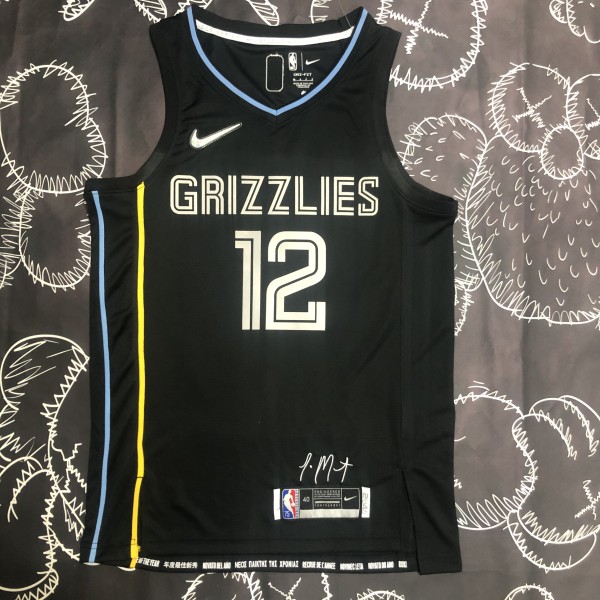 NBA 75th Anniversary Memphis Grizzlies Select Series Black #12 MORANT Jersey High Quality Name and Number Print