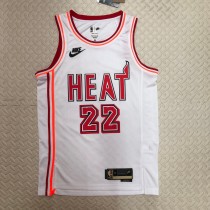 NBA Men Season 2023 Miami Heat White Retro #22 BUTLER Jersey High Quality Name and Number Print