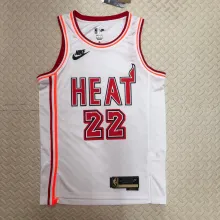 NBA Men Season 2023 Miami Heat White Retro #22 BUTLER Jersey High Quality Name and Number Print
