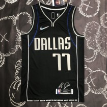 NBA Men 75th Anniversary Dallas Mavericks Select Series Black #77 DONCIC Jersey High Quality Name and Number Print