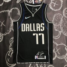 NBA Men 75th Anniversary Dallas Mavericks Select Series Black #77 DONCIC Jersey High Quality Name and Number Print