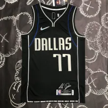 NBA Men 75th Anniversary Dallas Mavericks Select Series Black #77 DONCIC Jersey High Quality Name and Number Print