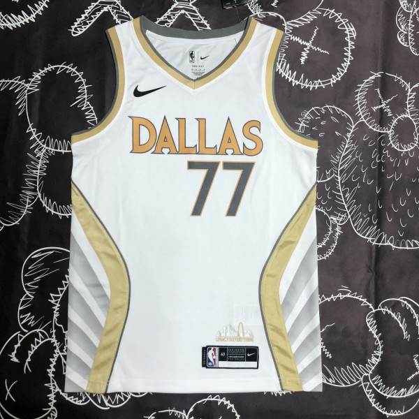 NBA Men Season 2020 Dallas Mavericks White #77 DONCIC Jersey High Quality Name and Number Print