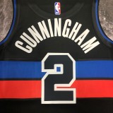 NBA Season 2023 Detroit Pistons Black with Jordan Logo #2 CUNNINGHAM Jersey High Quality Name and Number Print