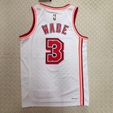 NBA Men Season 2023 Miami Heat White Retro #3 WADE Jersey High Quality Name and Number Print