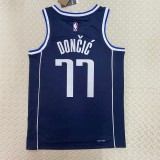 NBA Men Season 2023 Dallas Mavericks Blue with Jordan Logo #77 DONCIC Jersey High Quality Name and Number Print