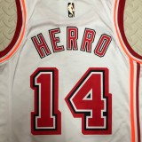 NBA Men Season 2023 Miami Heat White Retro #14 HERRO Jersey High Quality Name and Number Print