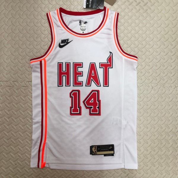 NBA Men Season 2023 Miami Heat White Retro #14 HERRO Jersey High Quality Name and Number Print