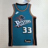 NBA Season 2023 Detroit Pistons Retro Green #33 HILL Jersey High Quality Name and Number Print