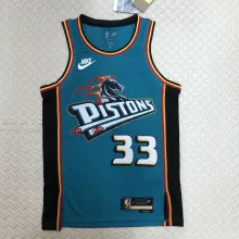 NBA Season 2023 Detroit Pistons Retro Green #33 HILL Jersey High Quality Name and Number Print