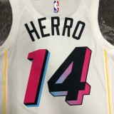 NBA Men Season 2023 Miami Heat White #14 HERRO Jersey High Quality Name and Number Print