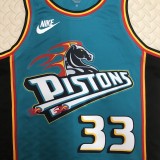 NBA Season 2023 Detroit Pistons Retro Green #33 HILL Jersey High Quality Name and Number Print