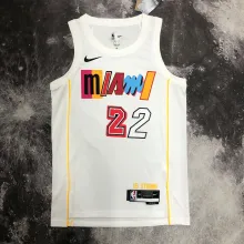 NBA Men Season 2023 Miami Heat White #22 BUTLER Jersey High Quality Name and Number Print