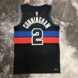 NBA Season 2023 Detroit Pistons Black with Jordan Logo #2 CUNNINGHAM Jersey High Quality Name and Number Print