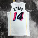 NBA Men Season 2023 Miami Heat White #14 HERRO Jersey High Quality Name and Number Print