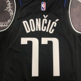 NBA Men 75th Anniversary Dallas Mavericks Select Series Black #77 DONCIC Jersey High Quality Name and Number Print