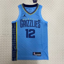 NBA Season 2023 Memphis Grizzlies  Blue #12 MORANT Jersey High Quality Name and Number Print