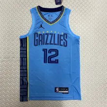 NBA Season 2023 Memphis Grizzlies  Blue #12 MORANT Jersey High Quality Name and Number Print